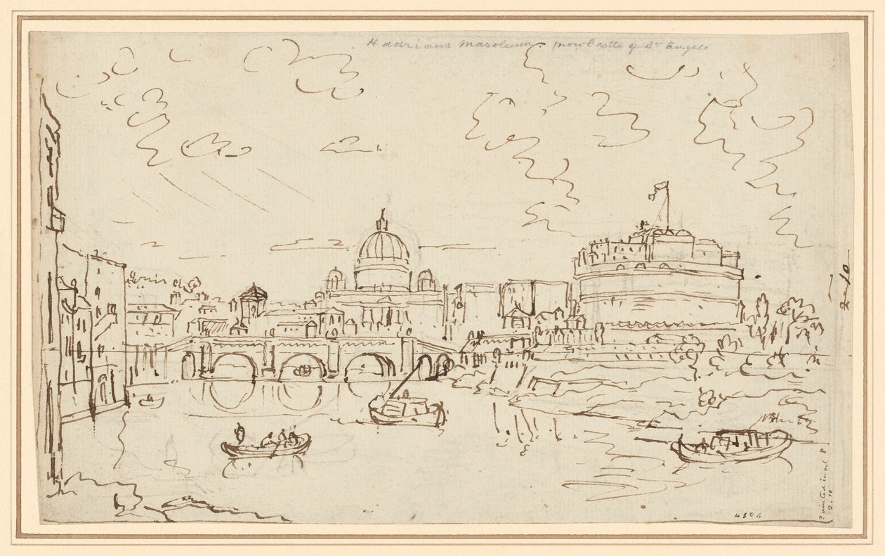 Tiber Pyhän Pietarin ja Castel S. Angelon kanssa (recto) tekijältä William Marlow