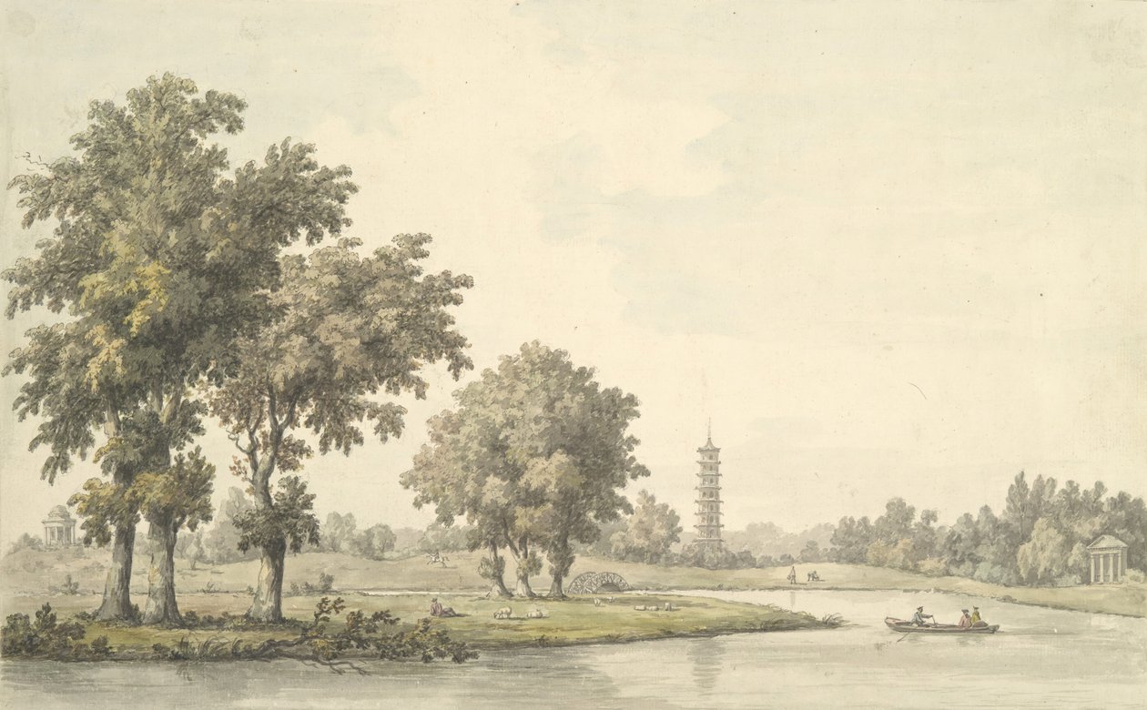 Näkymä järvelle ja saarelle Kew