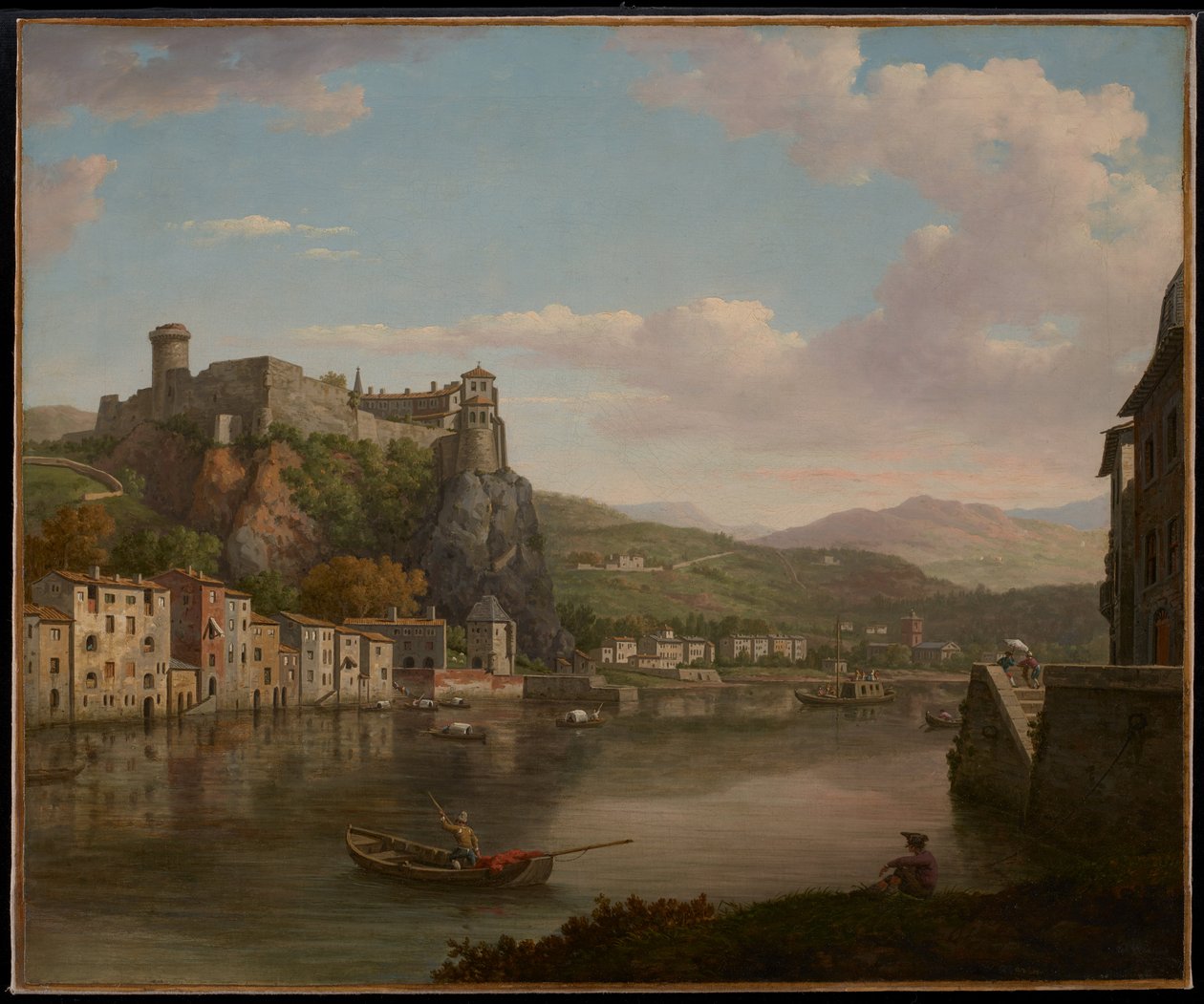 Näkymä Saônelle ja Château Pierre-Scizeen (Lyon, Ranska) tekijältä William Marlow