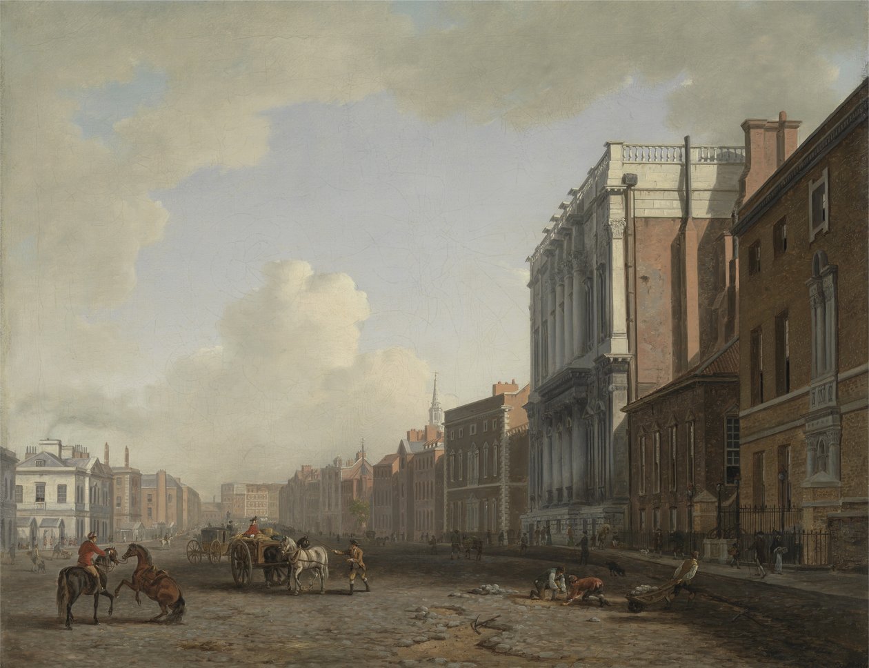 Whitehall, Looking Northeast, n. 1775 (öljy kankaalle) tekijältä William Marlow