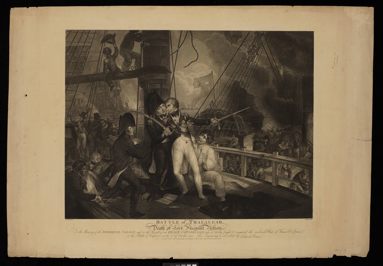 Trafalgarin taistelu ja lordi varakreivi Nelsonin kuolema tekijältä William Marshall (after) Craig