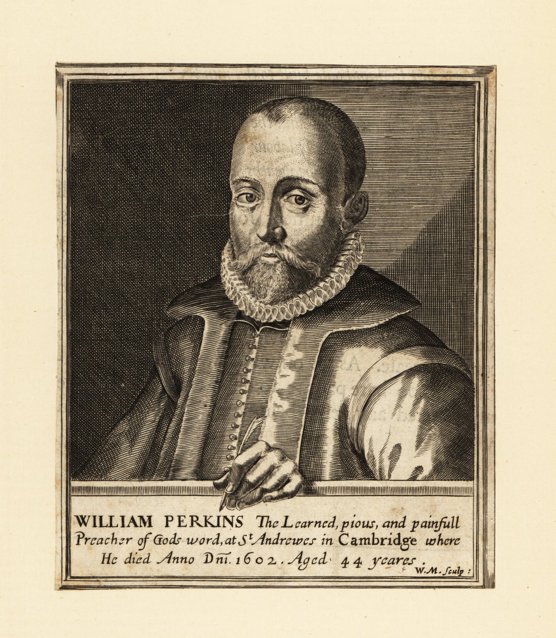 William Perkinsin muotokuva, englantilainen pappi ja Cambridgen teologi tekijältä William Marshall