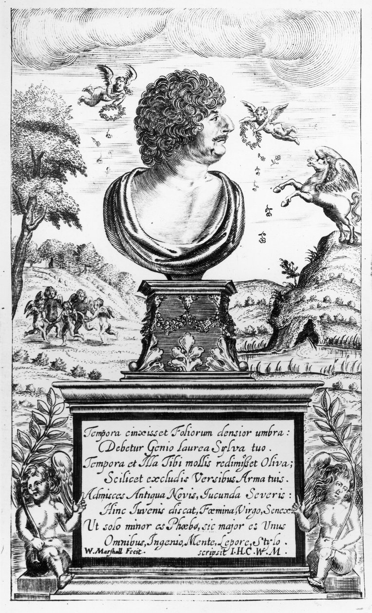 Robert Herrick (1591-1674), taiteilijan kaiverrus (kaiverrus) (bw kuva) tekijältä William Marshall