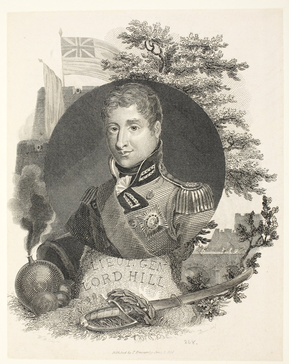 Kenraaliluutnantti Lord Hill KB, engr Brown, pub. Kinnersley, 1815 tekijältä William Marshall Craig