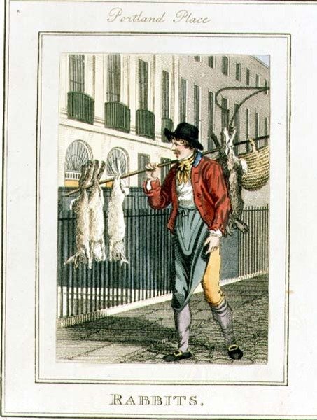 Kanit, Portland Place, "Cries of London", pub. kirjoittanut Richard Phillips (1778-1851) 1804 (kaiverrus) tekijältä William Marshall Craig