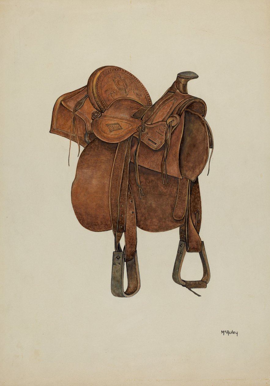 Nahkainen satula, c. 1940. tekijältä William McAuley