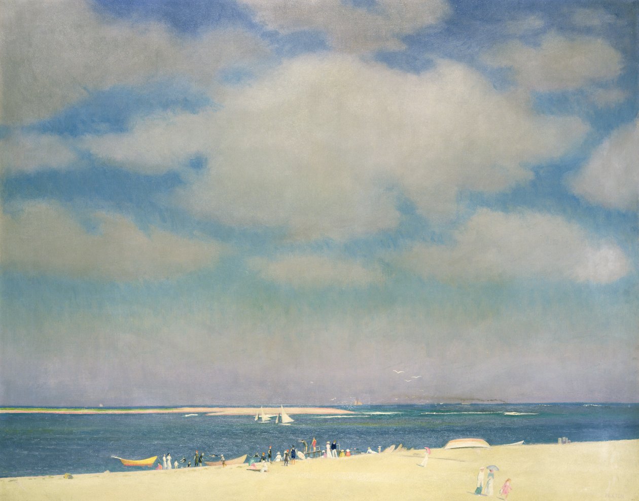 Merimaisema hiekkarannalla (The Beach at Chatham) n.1915 (öljy kankaalle) tekijältä William McGregor Paxton