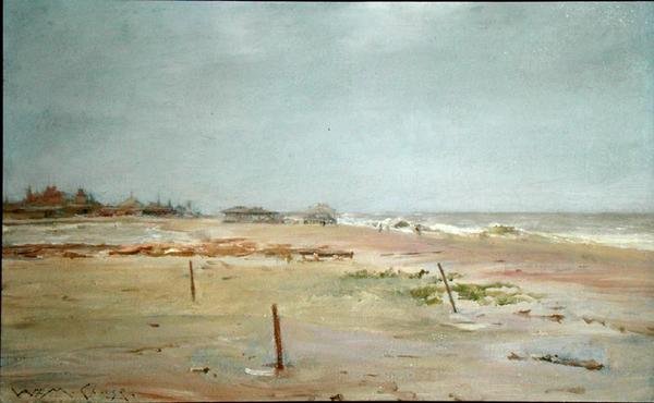 Beach Scene (öljy paneelissa) tekijältä William Merritt Chase