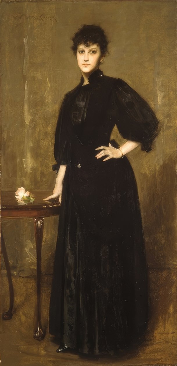 Nainen mustassa tekijältä William Merritt Chase