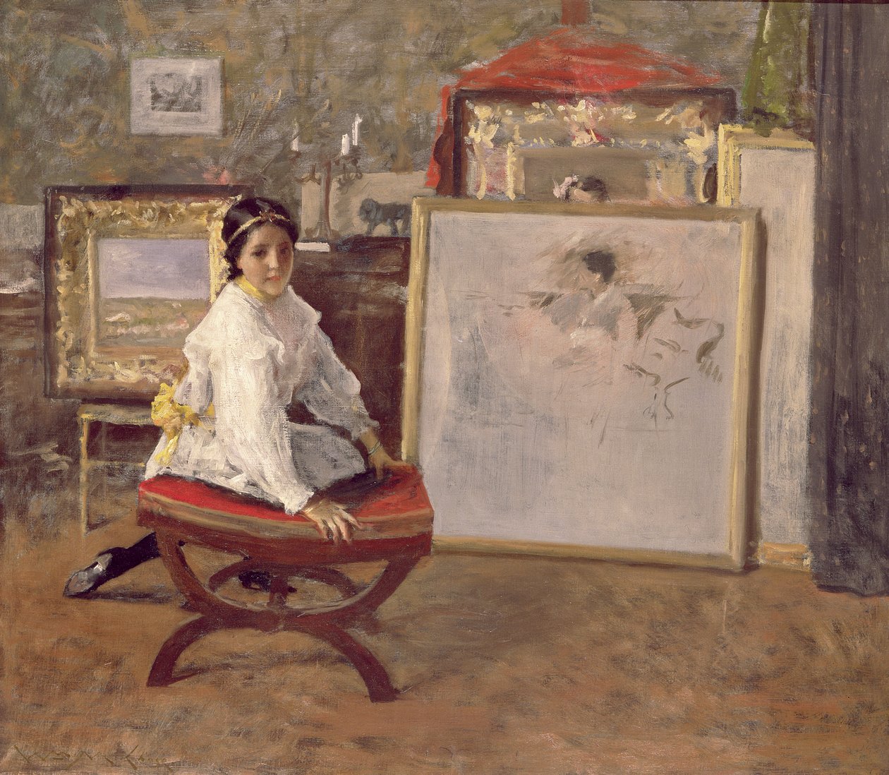 Puhuitko minulle, noin 1897 (öljy kankaalle). tekijältä William Merritt Chase