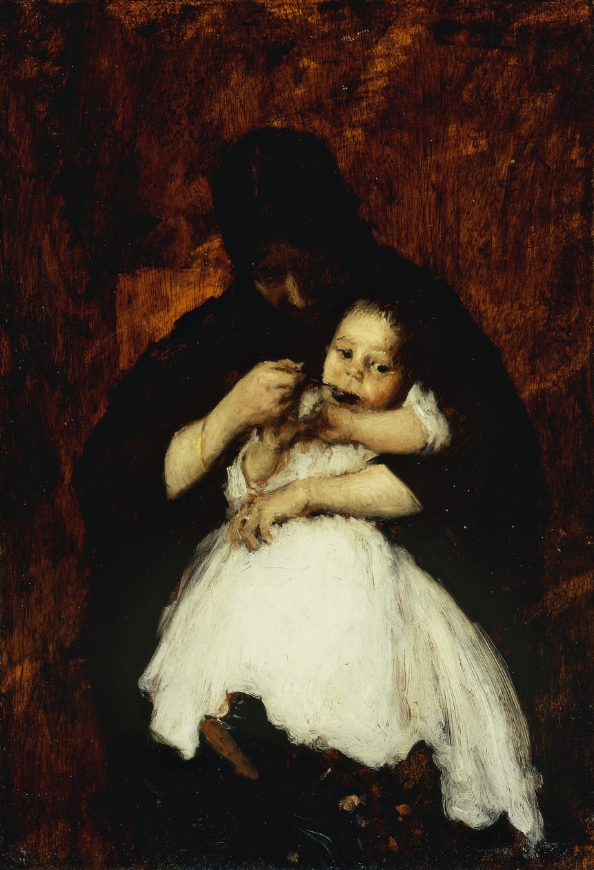 Vauvan ruokinta, 1886 tekijältä William Merritt Chase