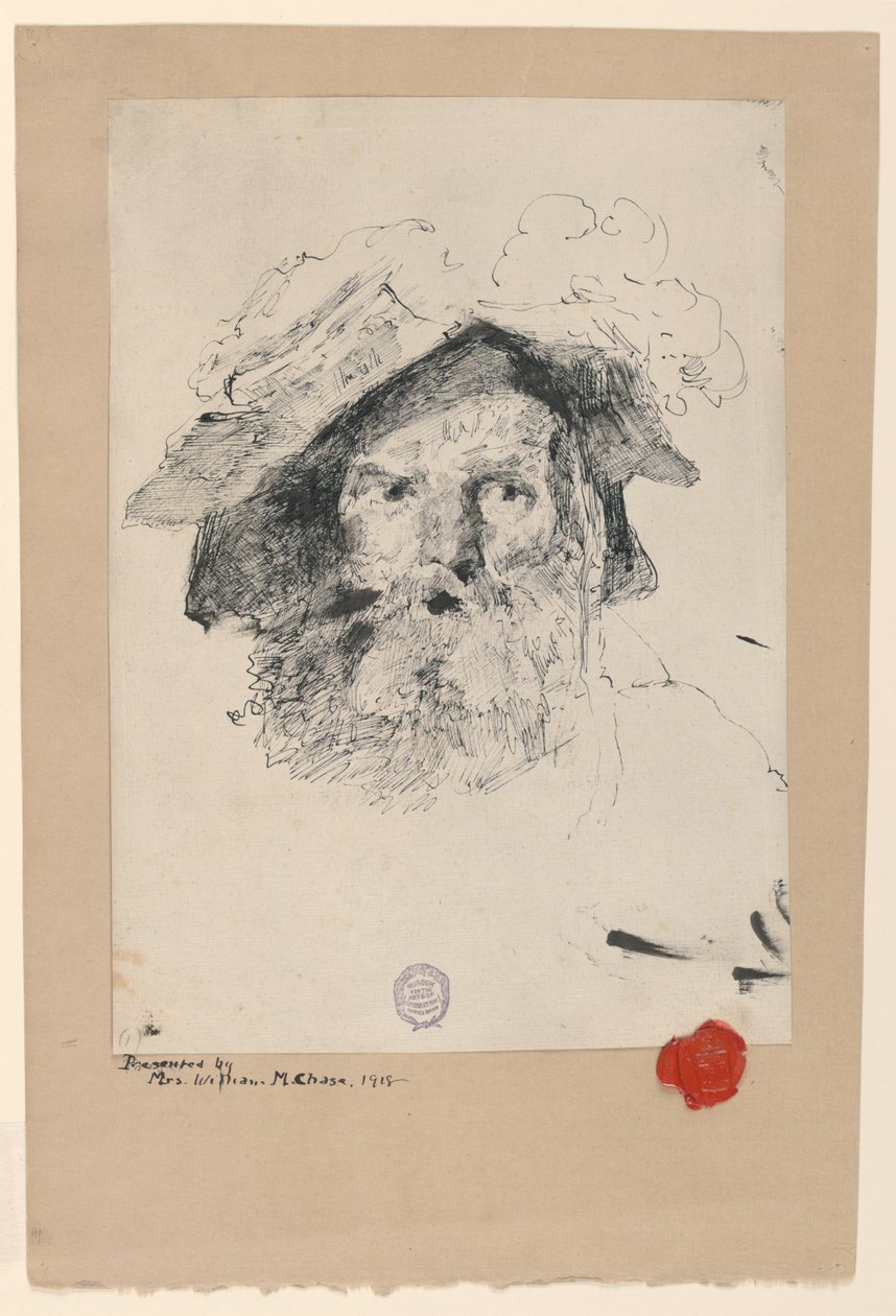 Parrakkaan miehen pää tekijältä William Merritt Chase