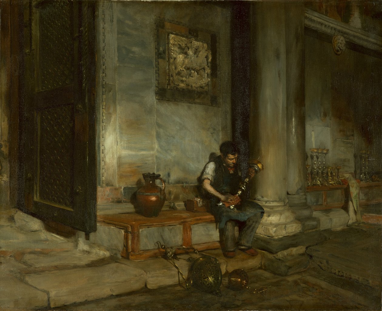 Pyhän Markuksen kastekappelissa, Venetsiassa tekijältä William Merritt Chase