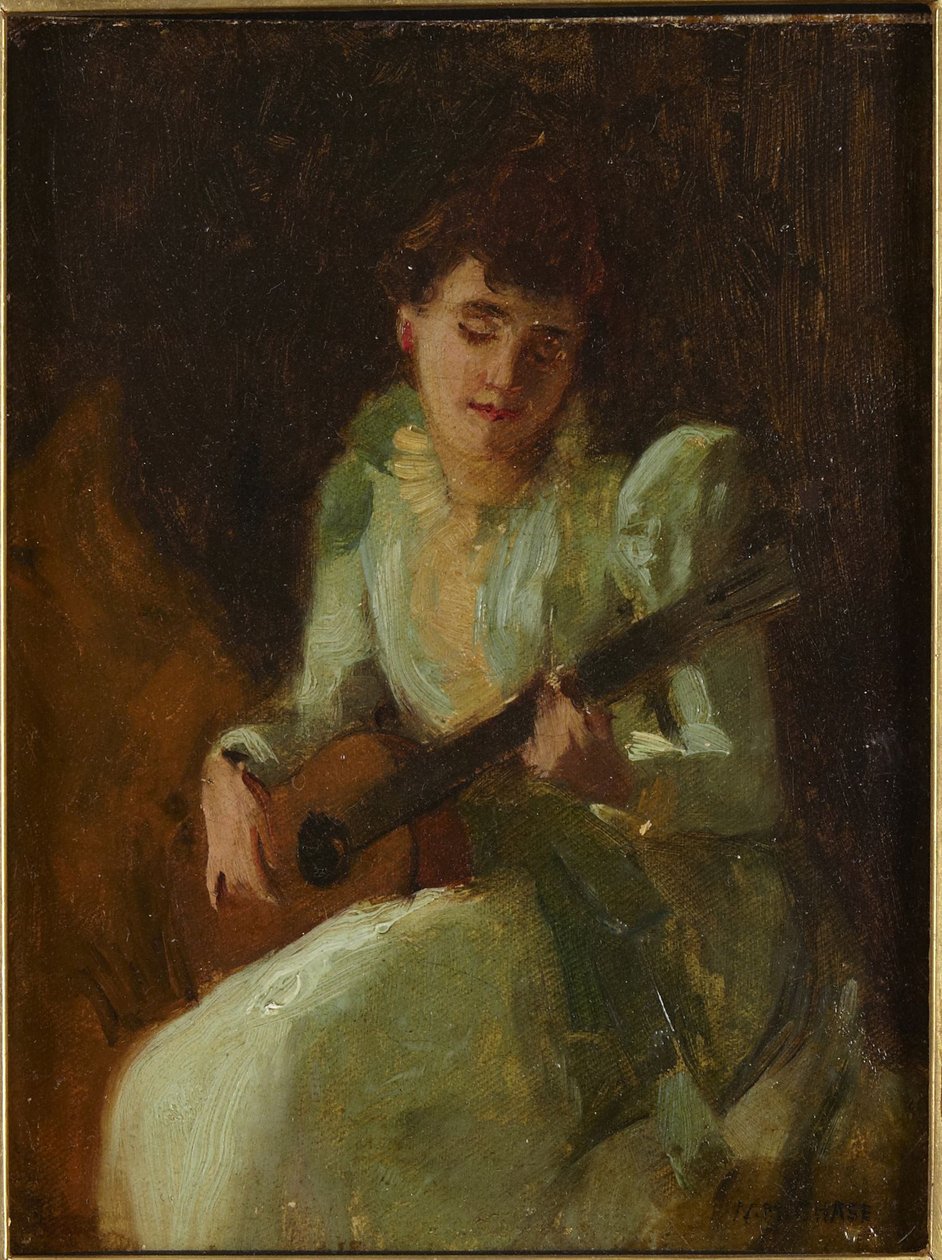 Kitaran soittava nainen tekijältä William Merritt Chase