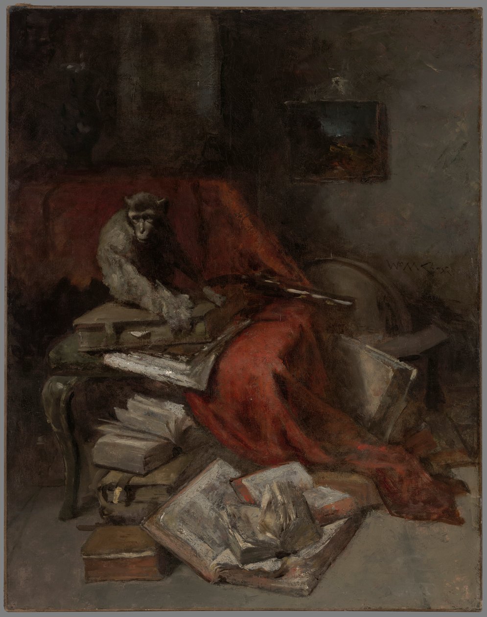 Apinaa kirjallisuuden kanssa tekijältä William Merritt Chase