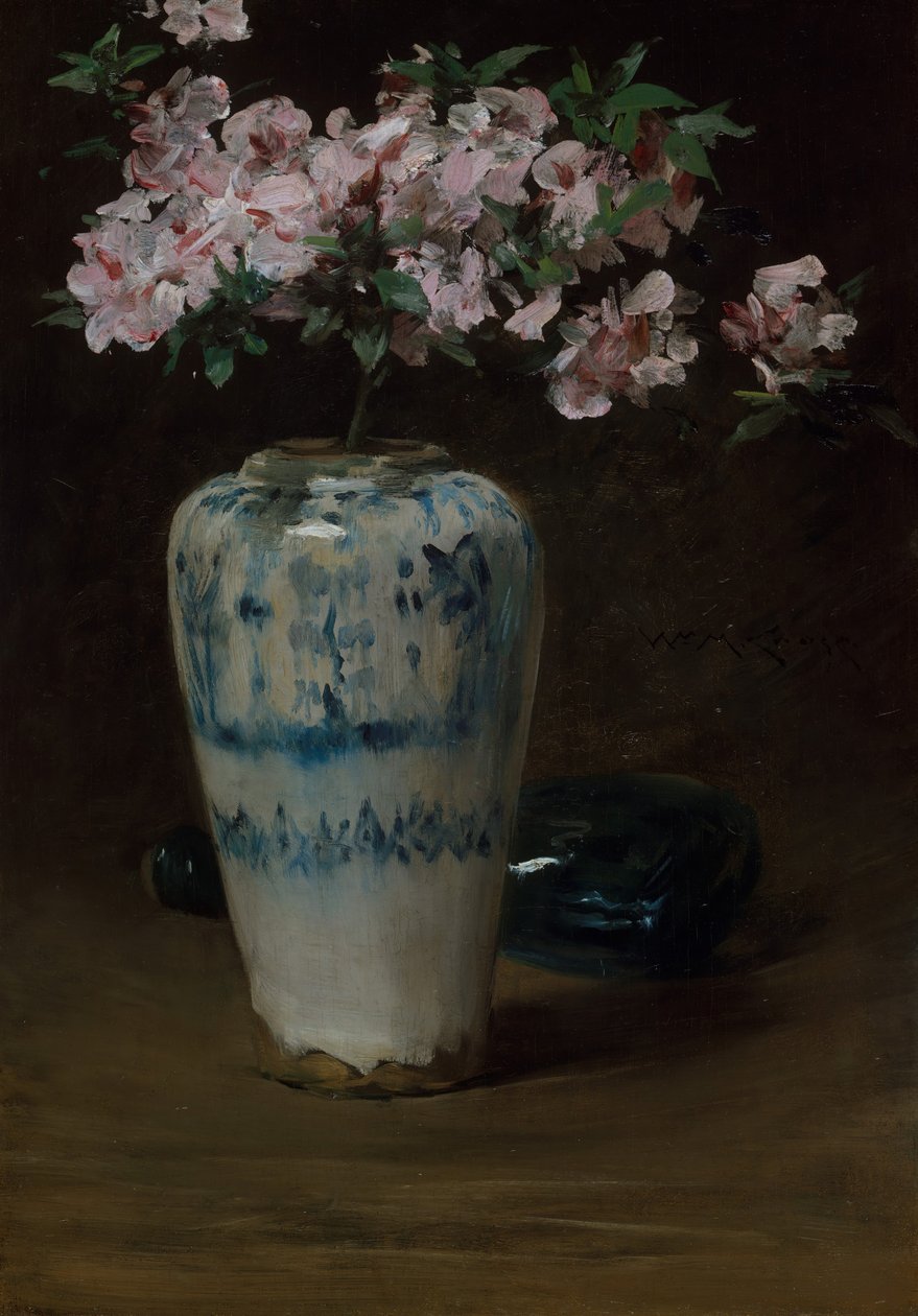 Pink Azalea kiinalainen maljakko, 1880-90. tekijältä William Merritt Chase
