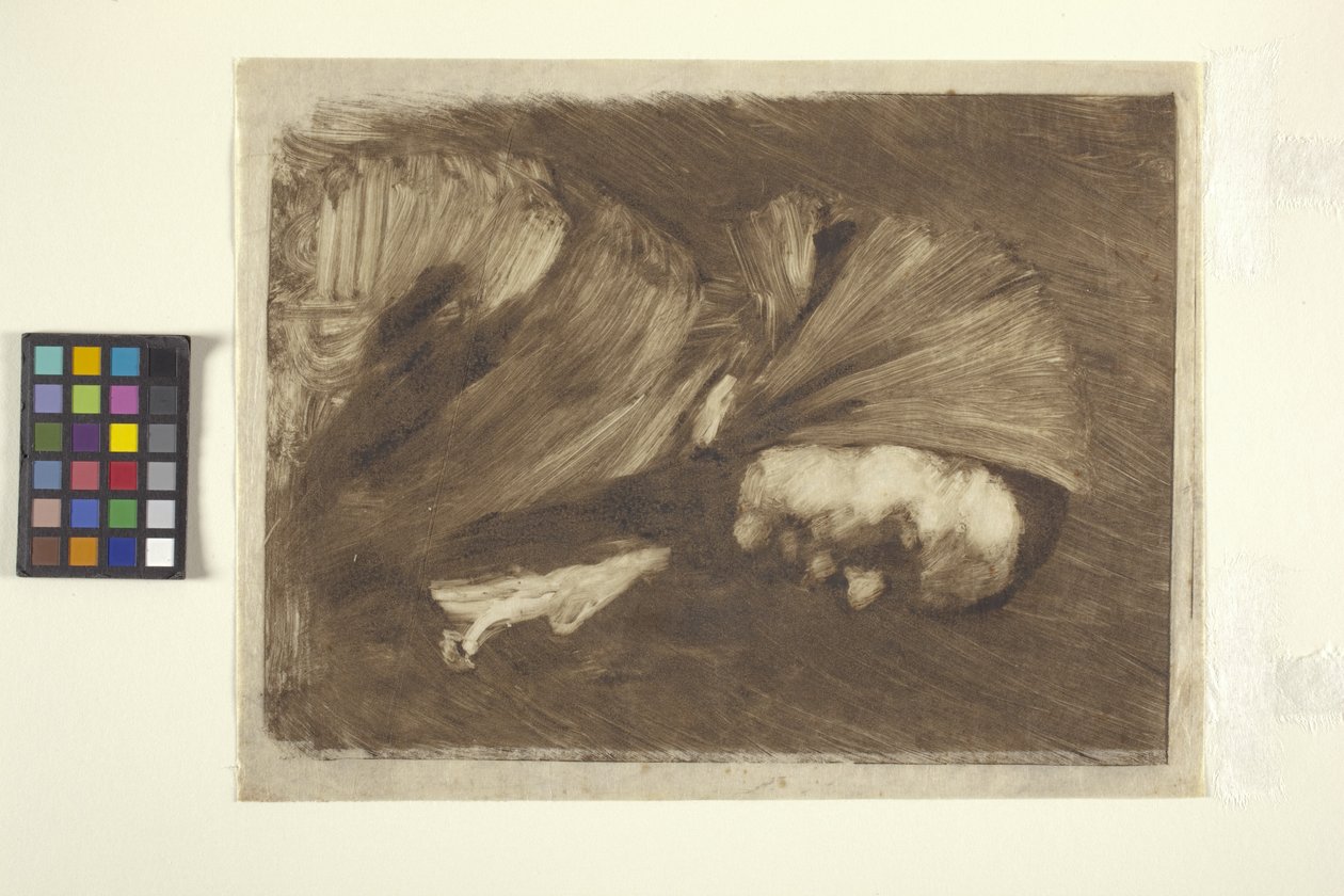 Nainen huivissa (monoprintti) tekijältä William Merritt Chase