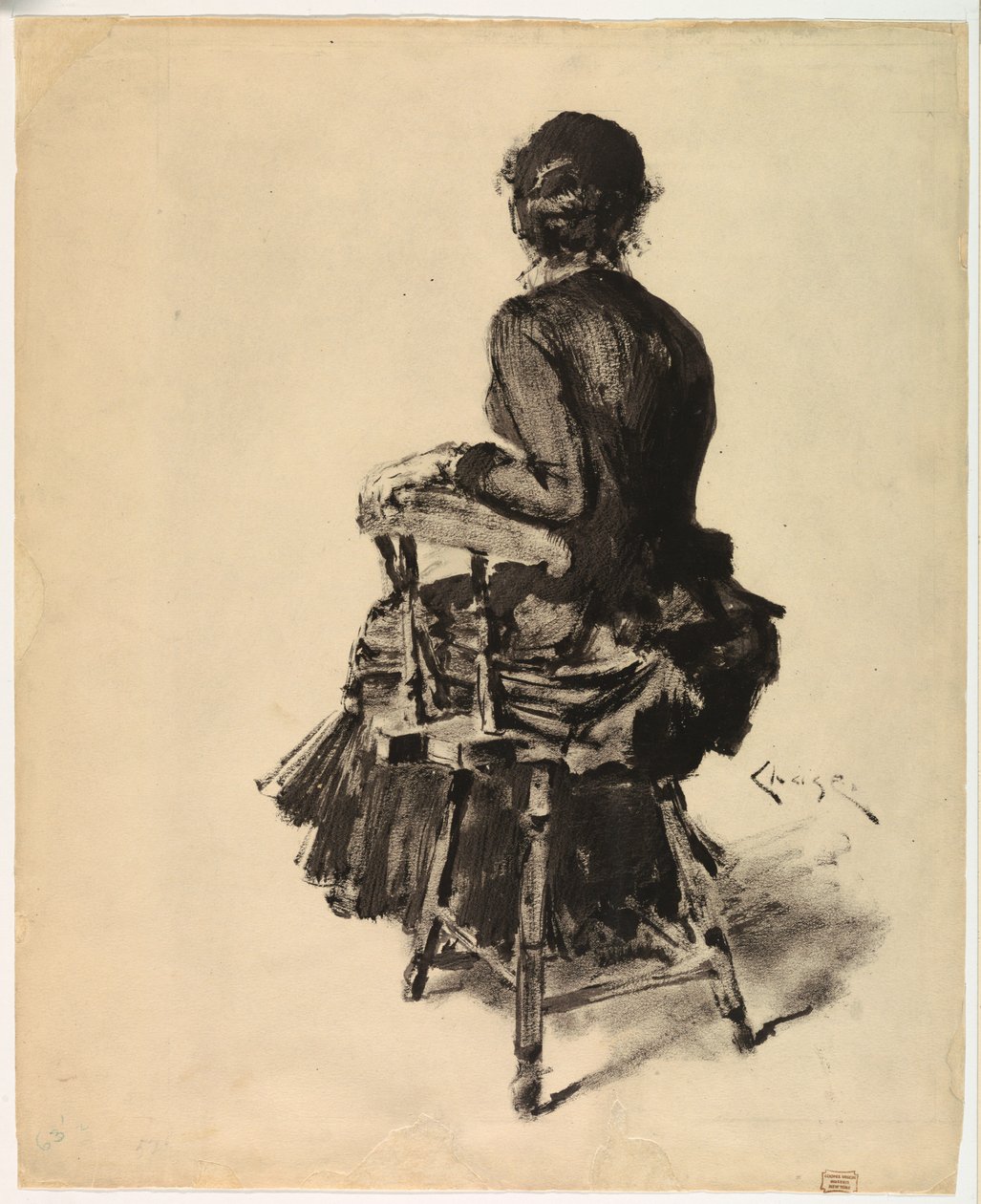 Nainen istuu tekijältä William Merritt Chase