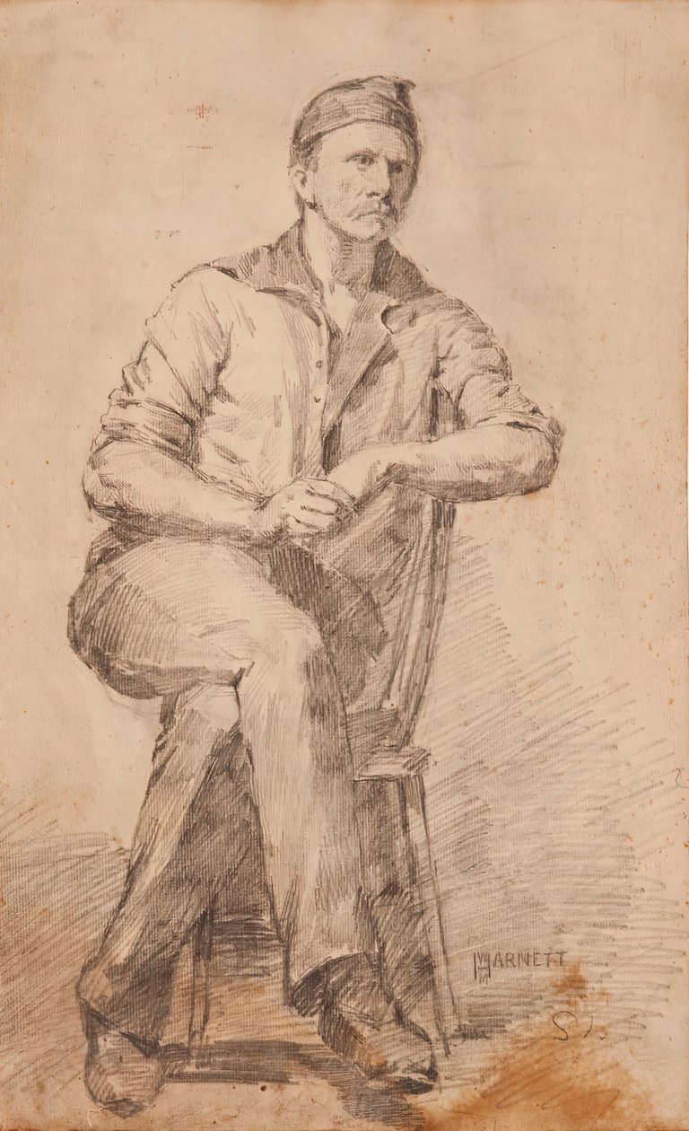Istuva mies, n. 1870. tekijältä William Michael Harnett