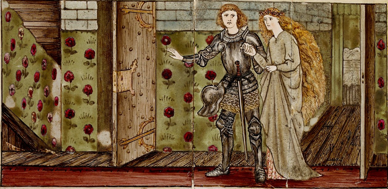 Kuusitoista laatta muodostaa kahdeksan kuvaa "Briar Rose" -tarinasta, 1862-1865. Taiteilijat: William Morris, Sir Edward Coley Burne-Jones. tekijältä WilliamWilliam Morris, Sir Edward Coley Burne Jones
