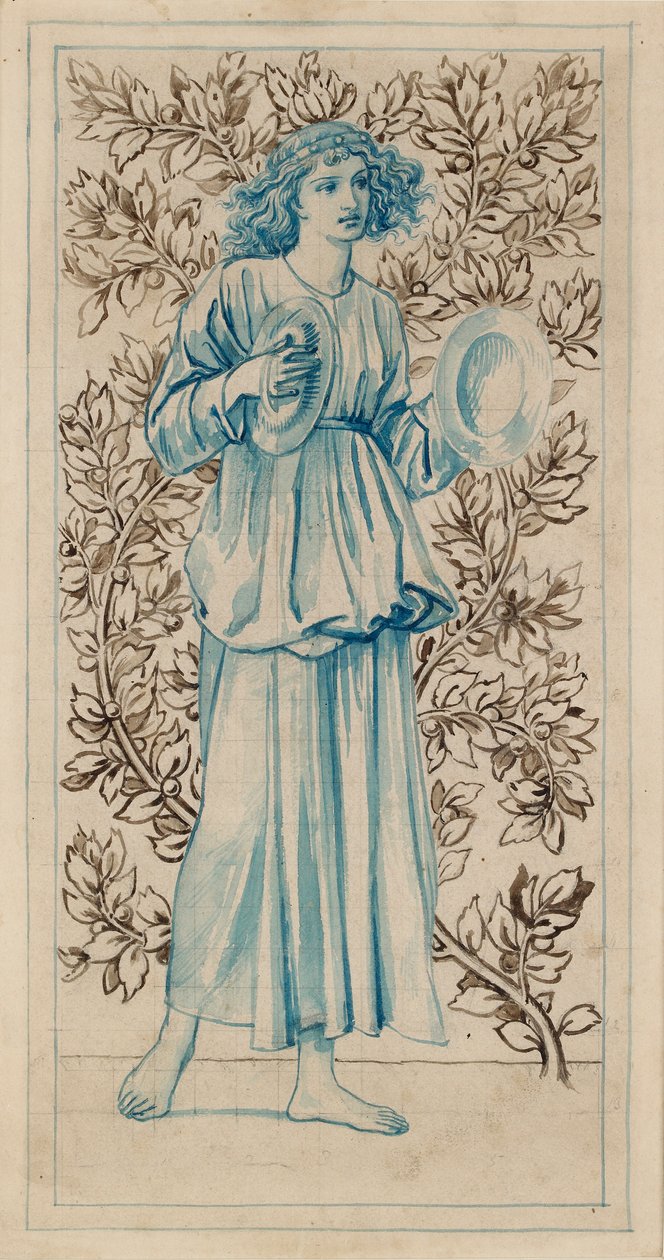 Nainen soittamassa symbaaleja, 1800-luvun loppu tekijältä William Morris