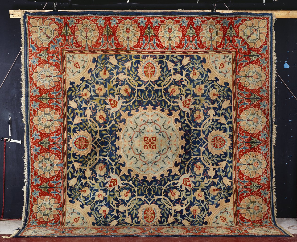Harvinainen "Swan-House" Hammersmithin käsinsolmittu matto, Morris & Co., n. 1890 tekijältä William Morris