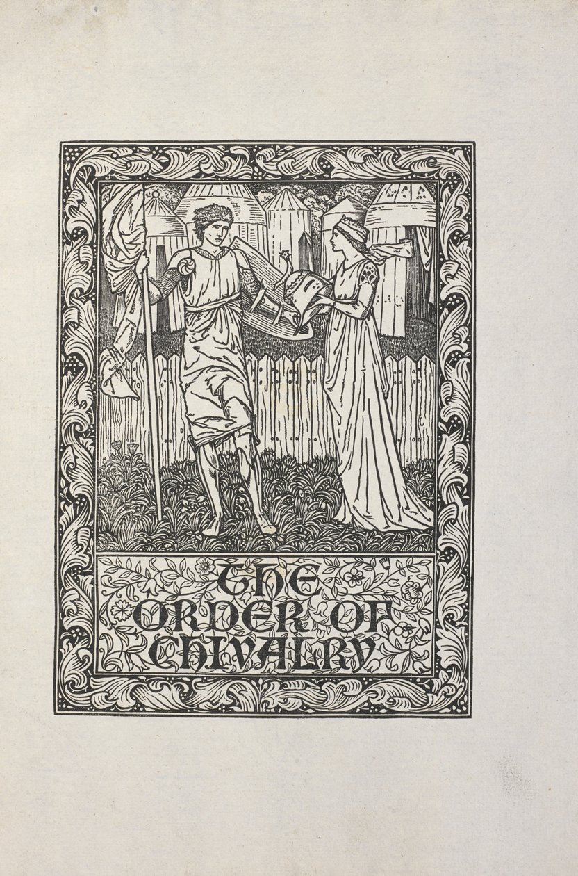 William Morrisin tekemä kuvitus "The Order of Chivalry" -teokseen. tekijältä William Morris