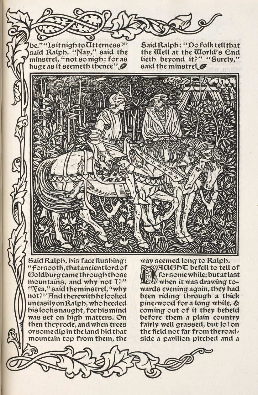 Kuvitus tarinaan "Kaivo maailman lopussa". Kuvitus ja suunnittelu William Morris. tekijältä William Morris