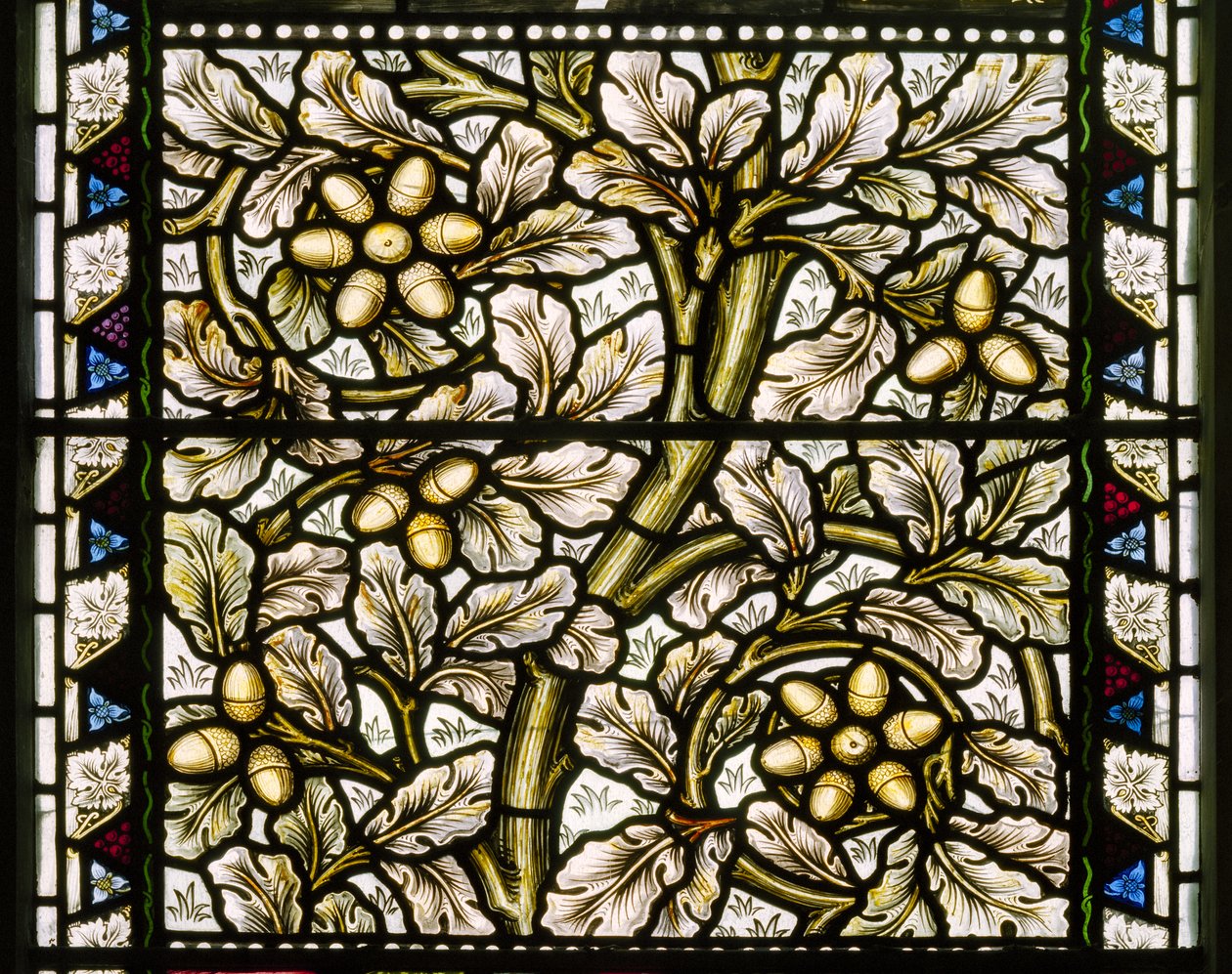 Kirkcaldy Old Kirk, Morris & Co., William Morris, Acorns & Oak Leaves, 1886. tekijältä William Morris