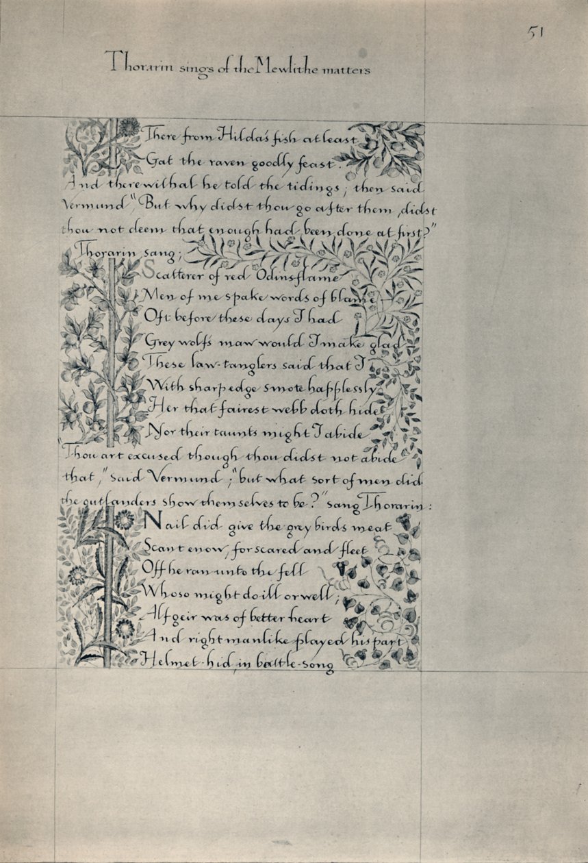 Sivu Eyrin asukkaiden tarinasta, 1871. tekijältä William Morris
