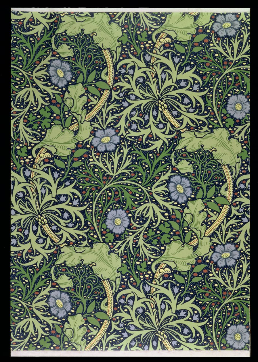 Merilevän taustakuvasuunnittelu, painaja John Henry Dearle (1860-1932), 1901 (taustakuva) tekijältä William Morris