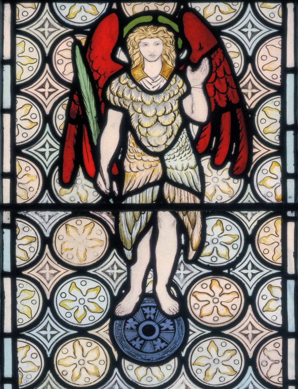 Serafi tai enkeli, suunniteltu 1865 (lasimaalauksia) tekijältä William Morris