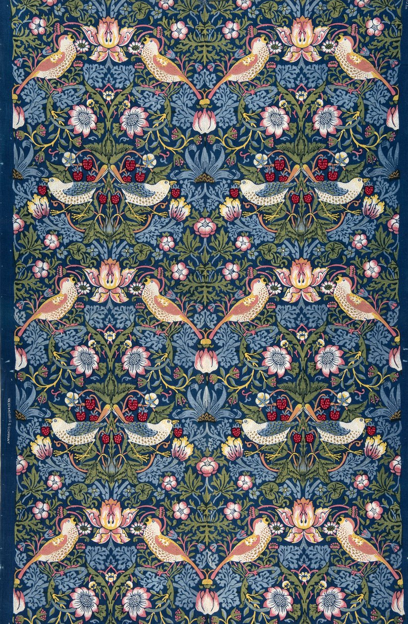 Mansikkavaras. Koristeellinen kangas, 1883. tekijältä William Morris