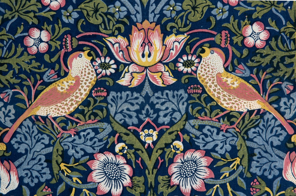 Mansikkavaras. Koristeellinen kangas, 1883. tekijältä William Morris