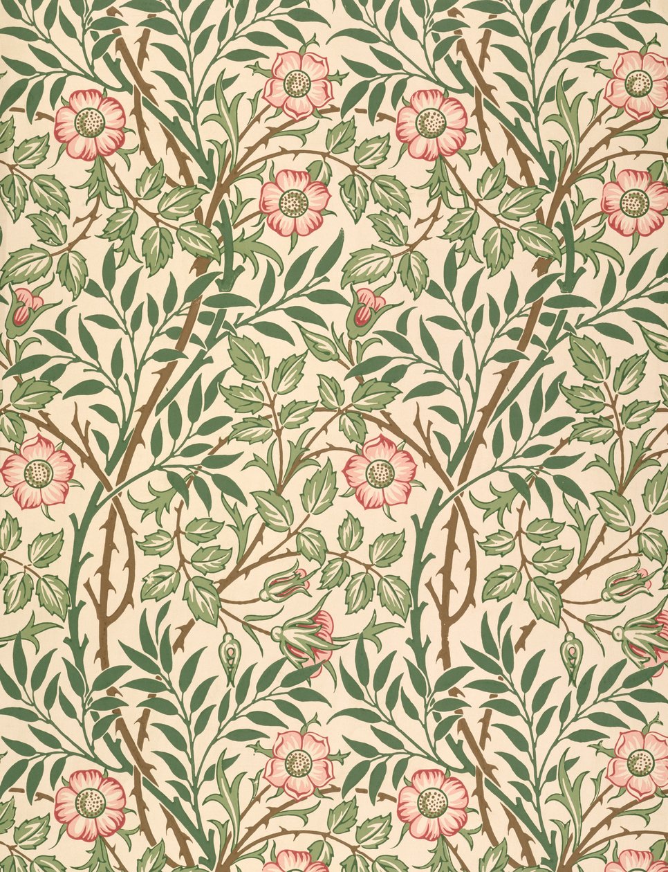 "Sweet Briar" -kuvio tapetille, painatus John Henry Dearle (1860-1932) 1917 tekijältä William Morris