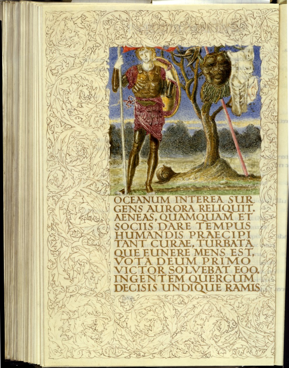 Venus antaa panssaria Aenealle, Vergiliusuksen "Aeneis" kirjan VIII avaaminen tekijältä William Morris