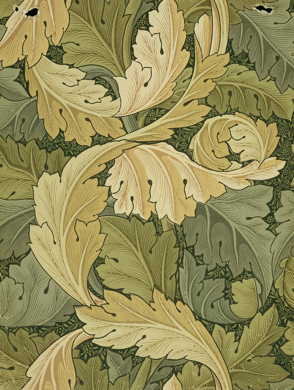 Tapettisuunnittelu AcanthusWoodlandin väreillä, 1875 tekijältä William Morris