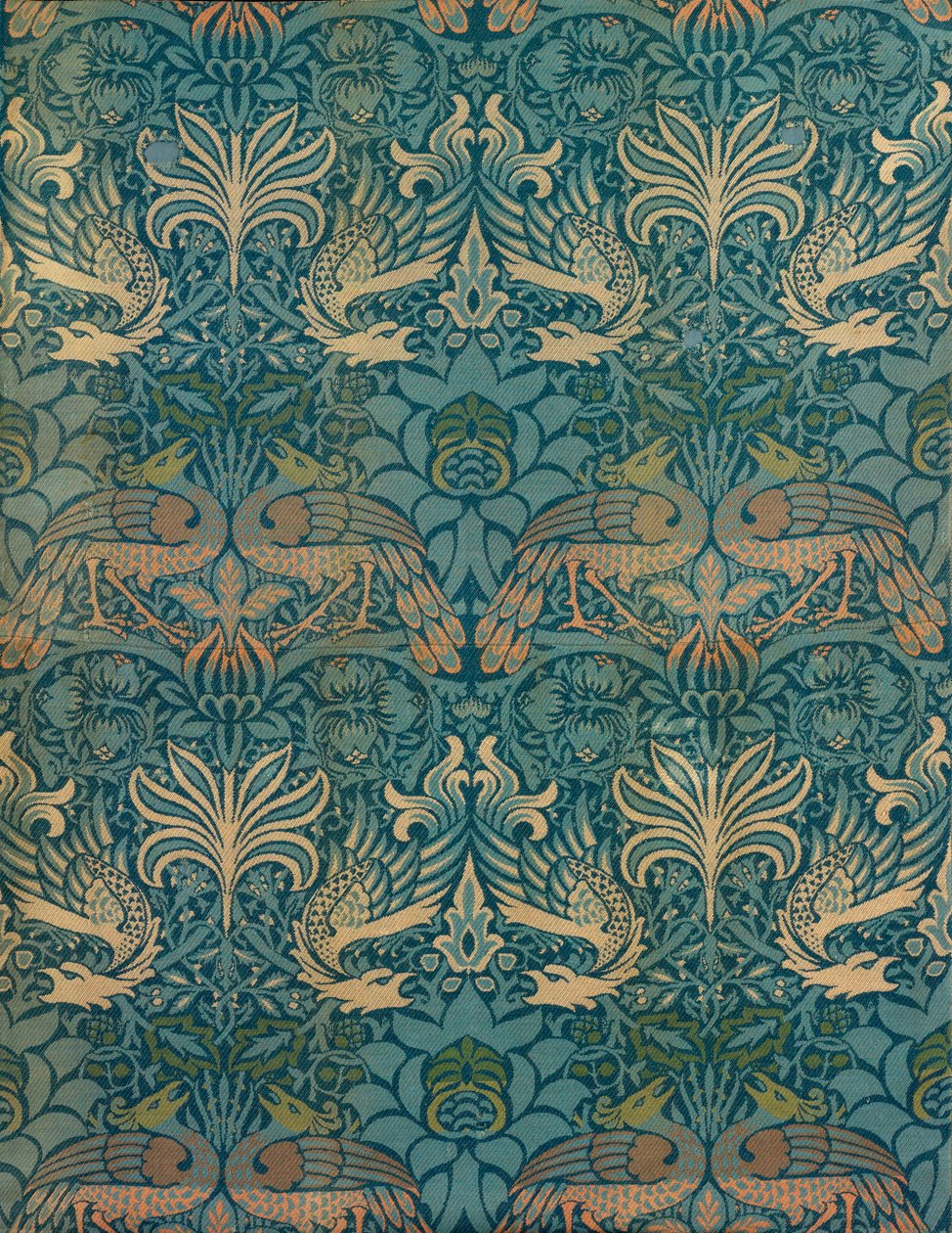 William Morris Peacock and Dragon Textile Design, n. 1880 (puupainatus) tekijältä William Morris