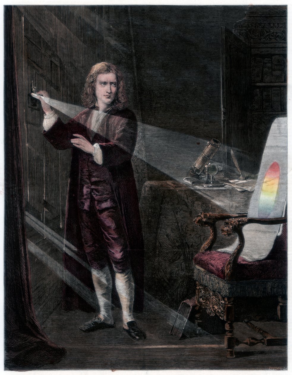 "Newton tutkii valoa", 1870 tekijältä William Mouat Loudan