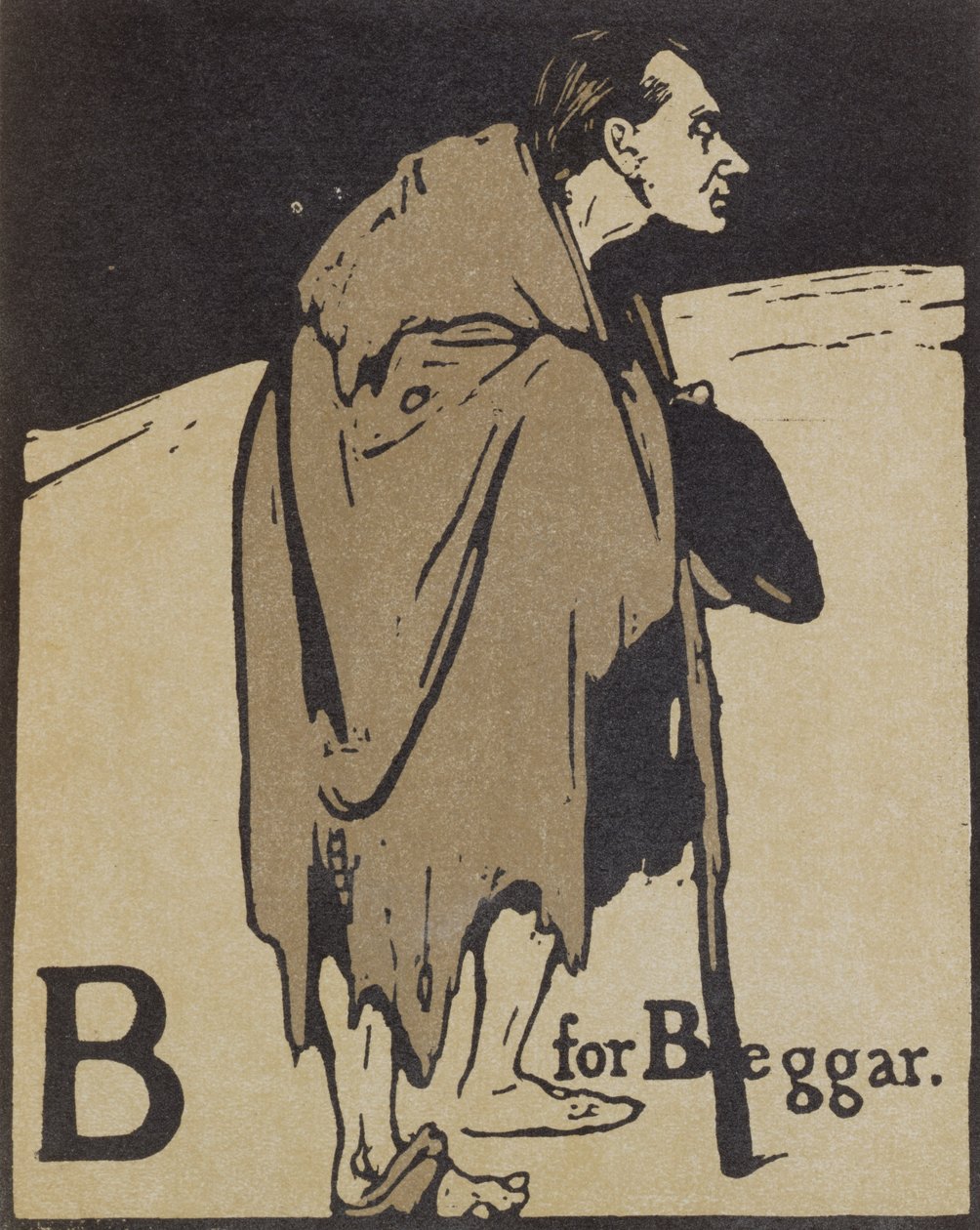 B for Beggar, kuvitus "An Alphabetista", julkaisija William Heinemann tekijältä William Nicholson