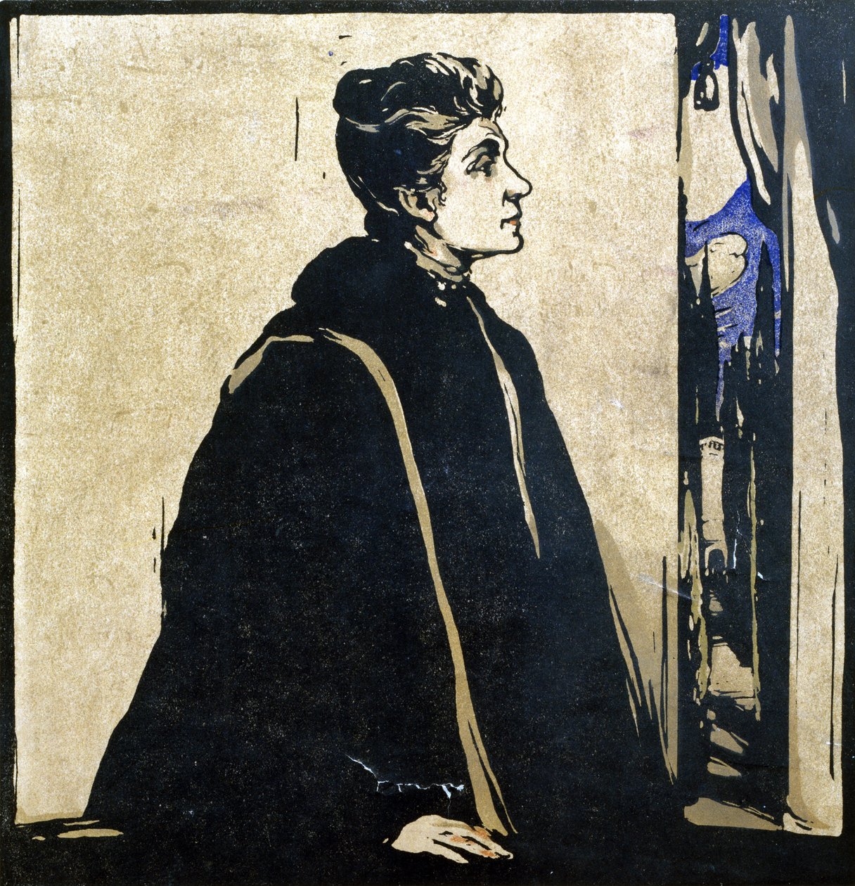 Eleonora Duse (1858-1924) kuvitus teoksesta "Kaksitoista muotokuvaa", julkaistu 1899 (käsinvärinen puupalikka) tekijältä William Nicholson