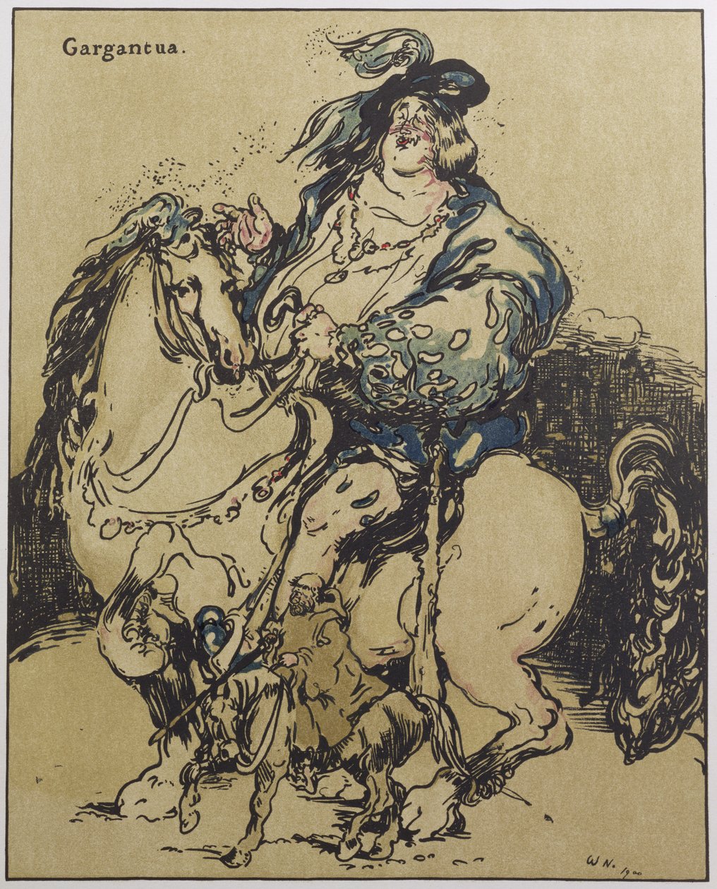 Gargantua, kuvitus artikkelista "Characters of Romance", julkaistu ensimmäisen kerran 1900 (värilitho) tekijältä William Nicholson