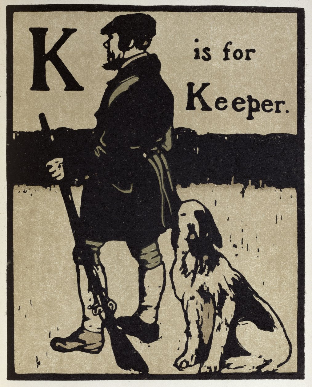 K on Keeperille, kuvitus "An Alphabetista", julkaisija William Heinemann tekijältä William Nicholson