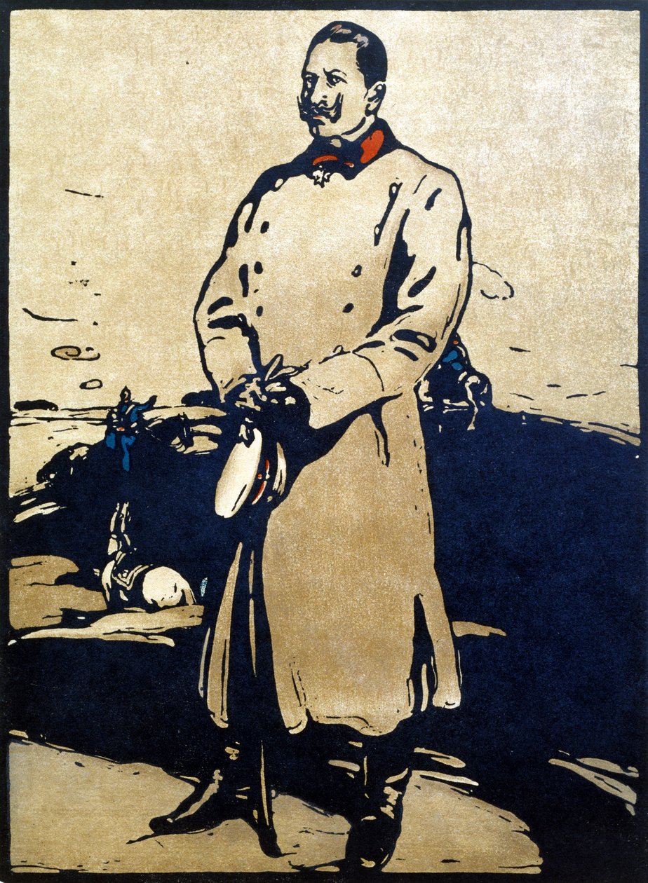 Keisari Wilhelm II (1859-1941) kuvitus teoksesta "Twelve Portraits - Second Series", julkaistu 1899 (käsinvärinen puupalikka) tekijältä William Nicholson