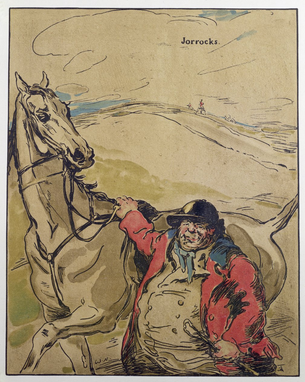 Mr Jorrocks, kuvitus artikkelista "Characters of Romance", julkaistu ensimmäisen kerran 1900 (värilitho) tekijältä William Nicholson