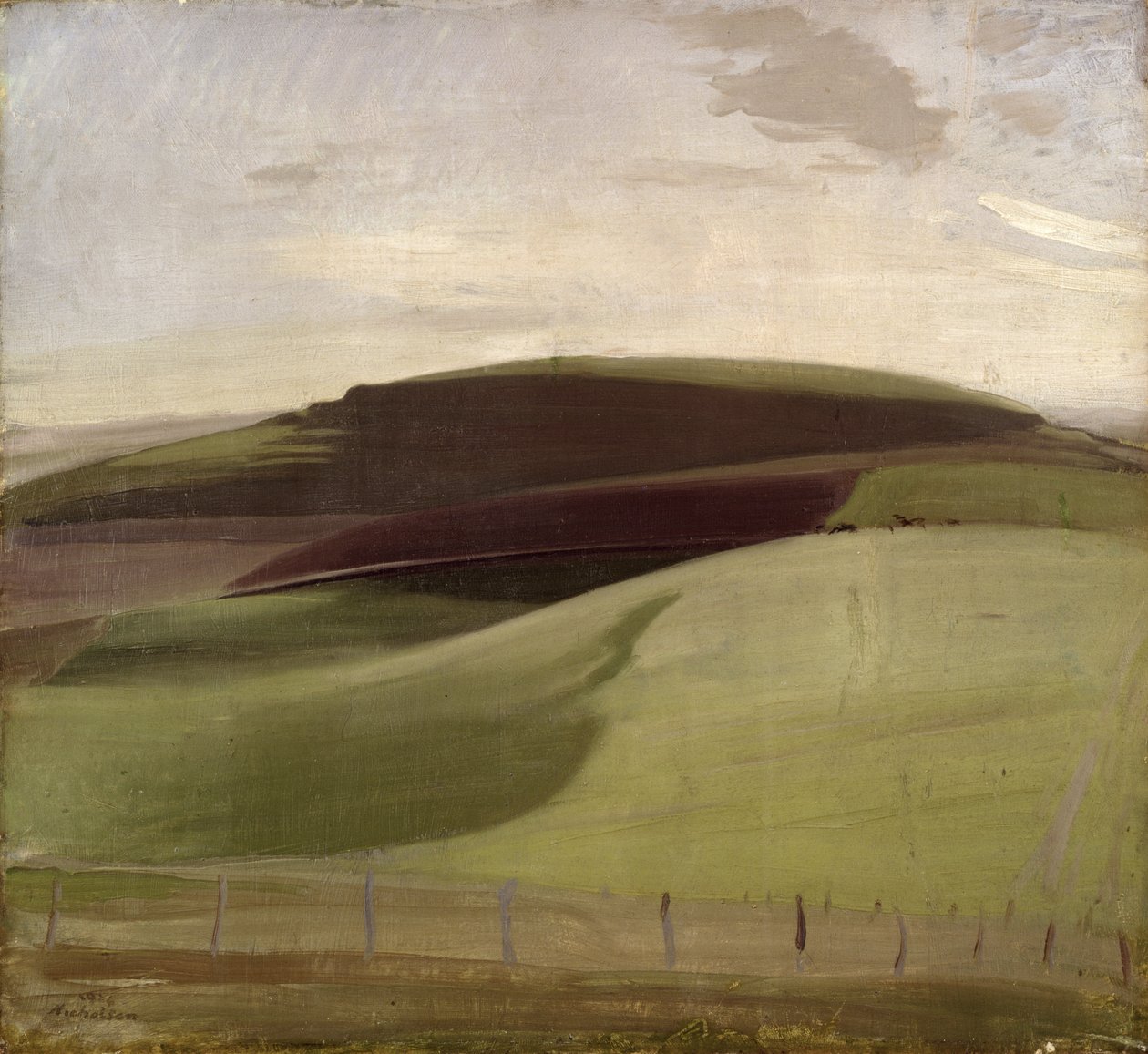 On the Downs (Wiltshire Landscape) 1924 (öljy kankaalle) tekijältä William Nicholson