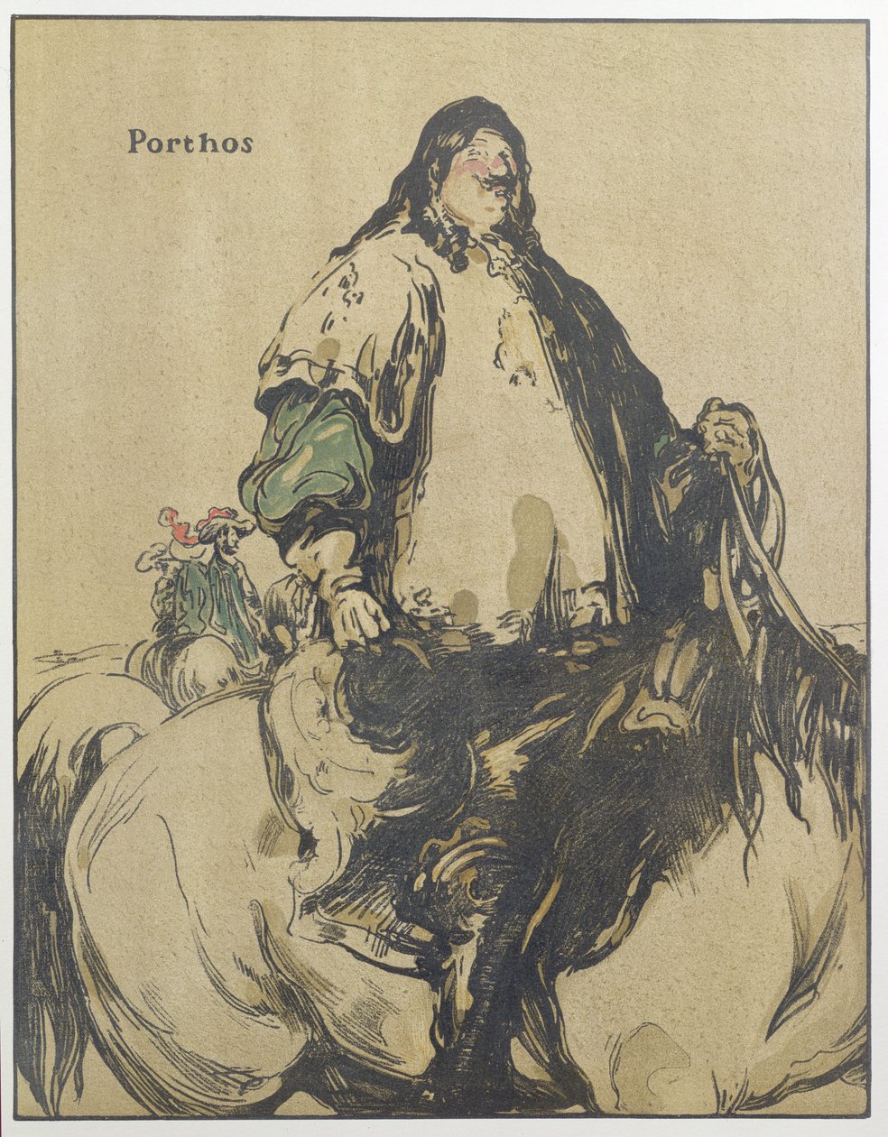 Porthos, kuvitus artikkelista "Characters of Romance", julkaistu ensimmäisen kerran 1900 (värilitho) tekijältä William Nicholson