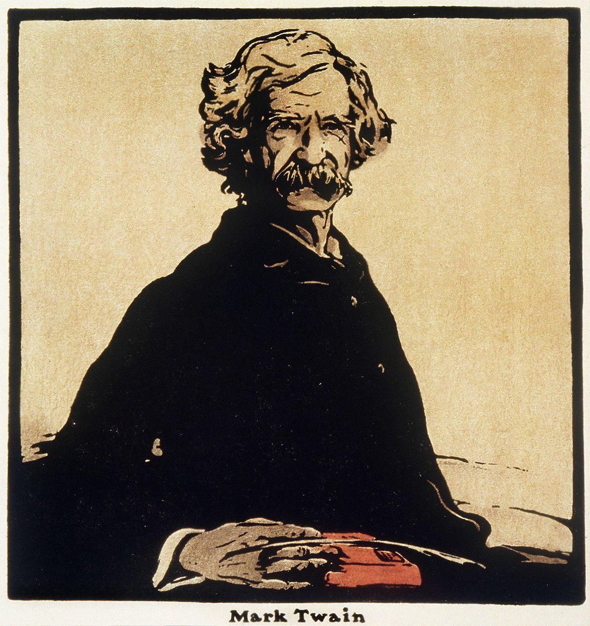 Muotokuva Mark Twainista (1835-1910) yhdysvaltalainen kirjailija - William Nicholsonin (1872-1949) piirustus tekijältä William Nicholson