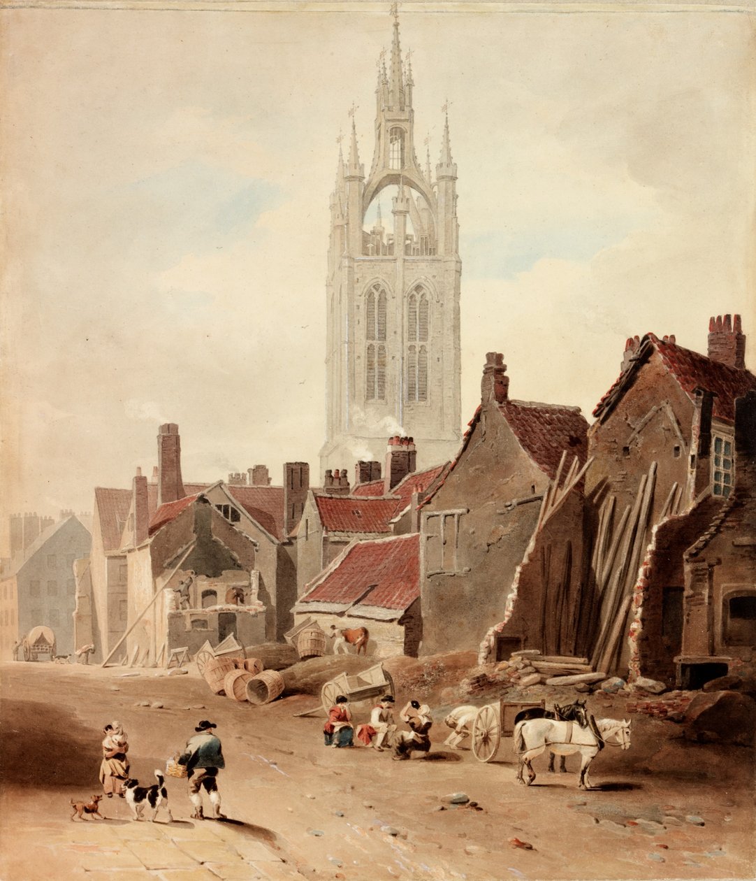 Talojen purkaminen Collingwood Streetin alueella, Newcastle upon Tyne (runkoväri). tekijältä William Nicholson