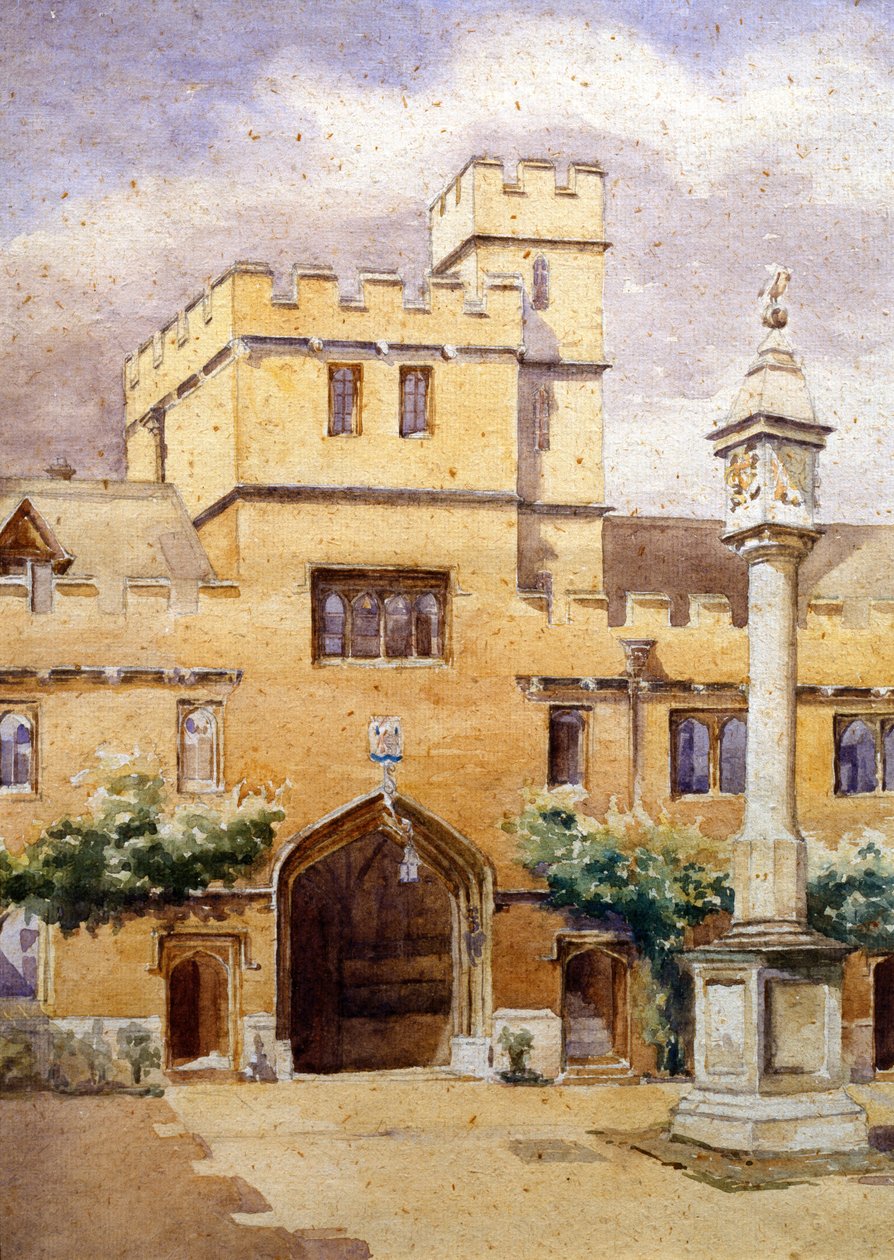 Front Quad, Corpus Christi College, Oxford (akvarelli paperille) tekijältä William Nicholson